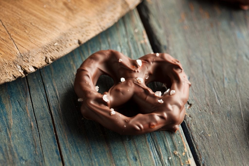 Homemade cannabis edible Chocolate Covered Pretzels with Sea Salt