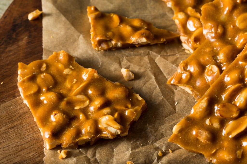 Homemade weed Holiday Peanut Brittle Broken into Pieces